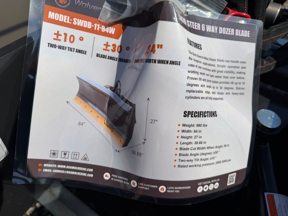 New Wolverine Quick Attach 84" Power Angle Dozer