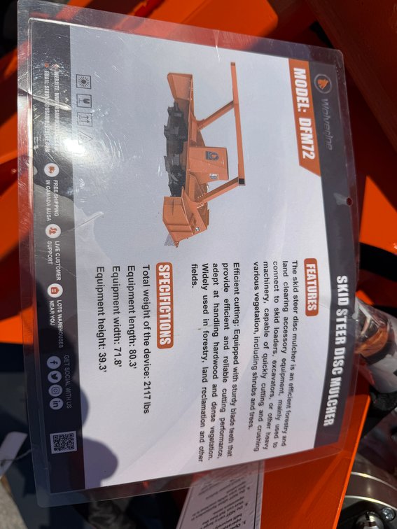 New Wolverine Quick Attach 72" Disc Mulcher