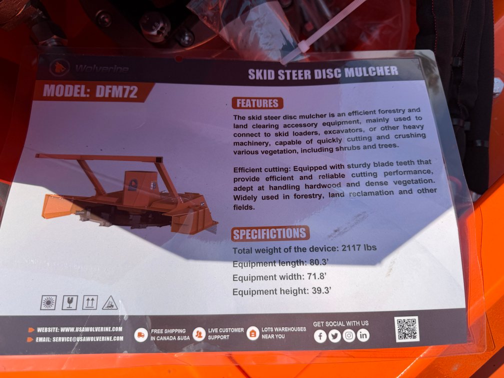 New Wolverine Quick Attach 72" Disc Mulcher