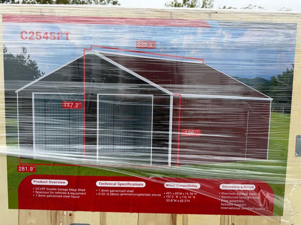 New SD LANCH 25' x 45' Double Garage Metal Shed