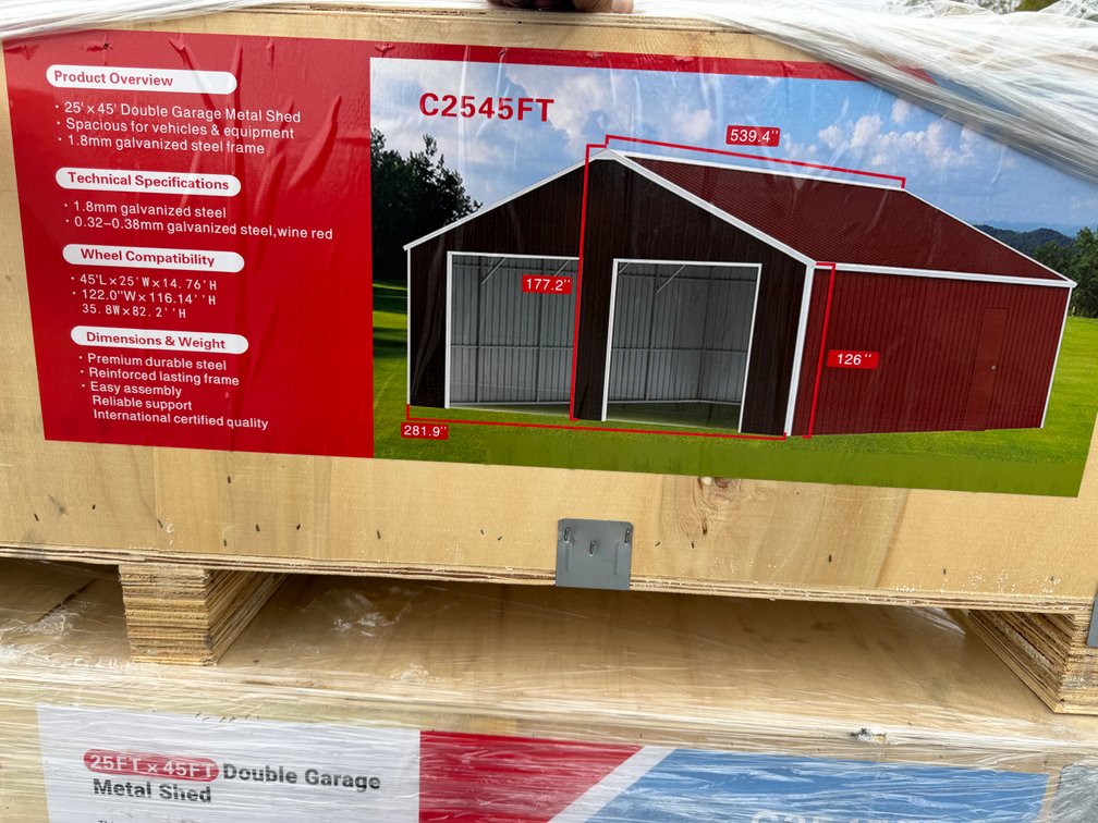 New SD LANCH 25' x 45' Double Garage Metal Shed