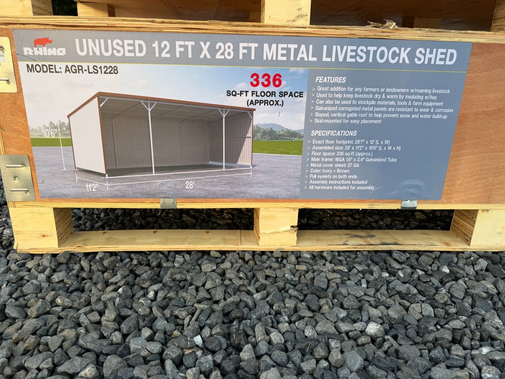 New Rhino 12' x 28' Metal Livestock Shed