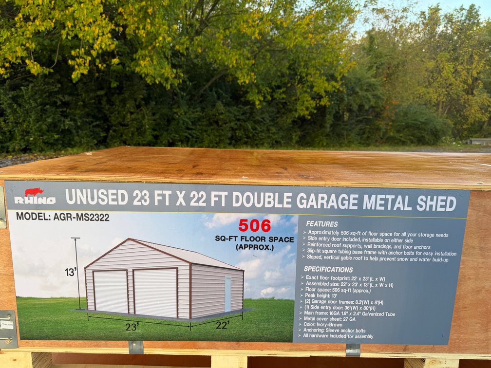New Rhino 23' x 22' Double Garage Metal Shed