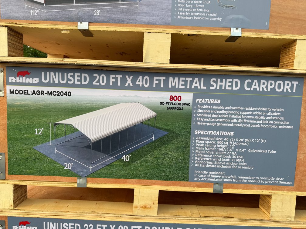 New Rhino 20' x 40' Metal Carport