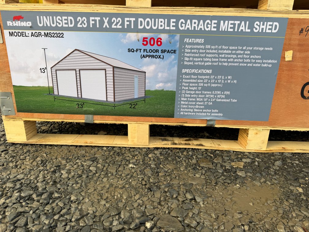 New Rhino 23' x 22' Double Garage Metal Shed