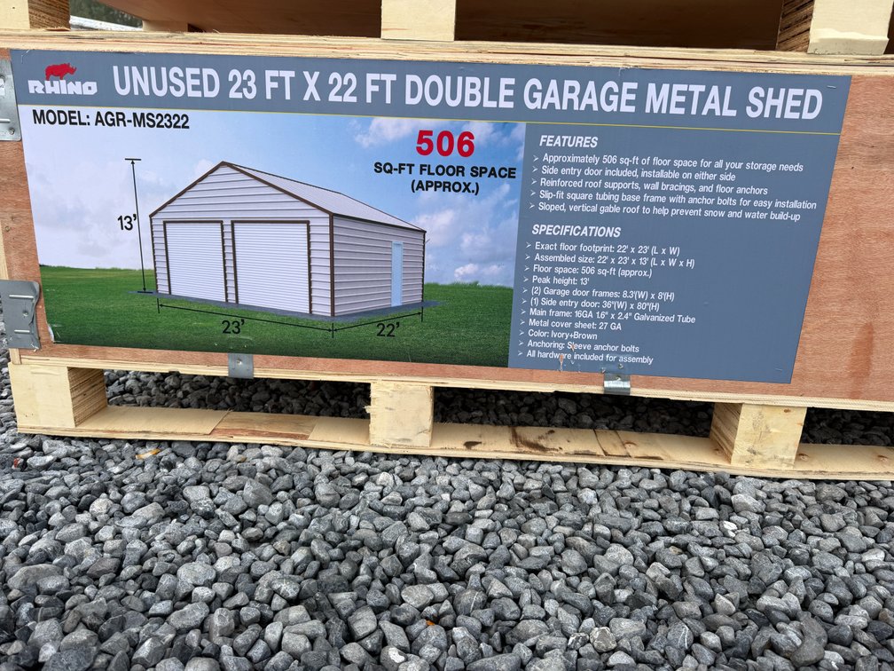New Rhino 23' x 22' Double Garage Metal Shed