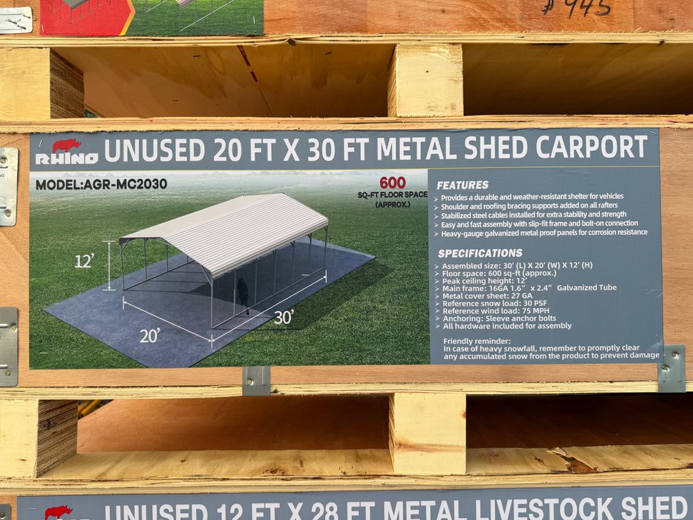 New Rhino 20' x 30' Steel Carport