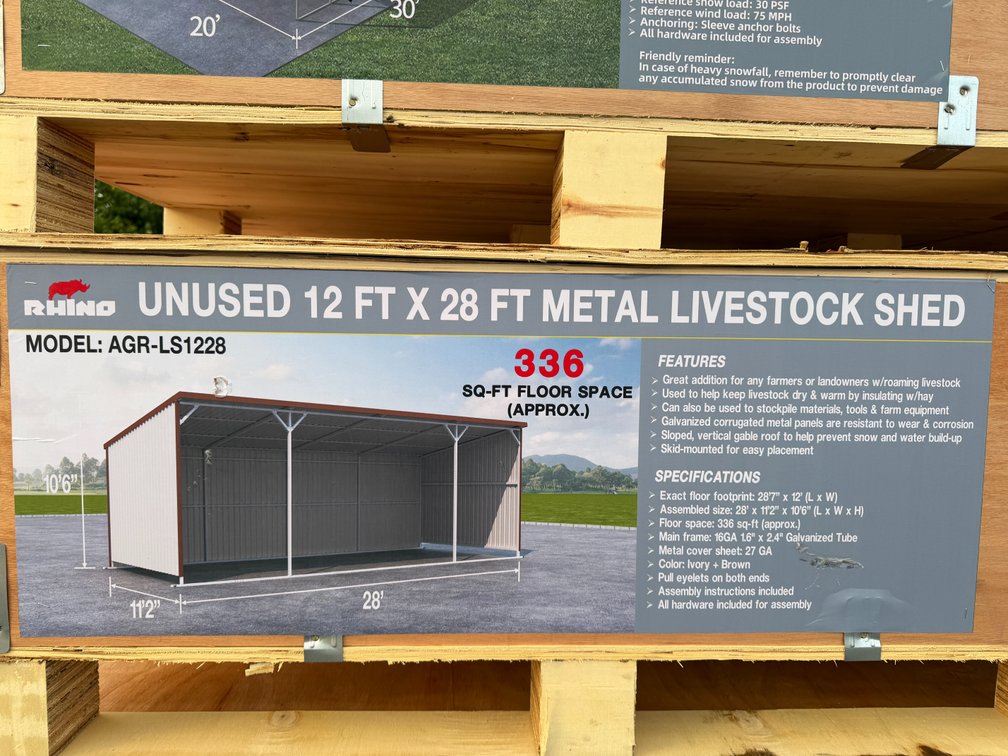New Rhino 12' x 28' Metal Livestock Shed