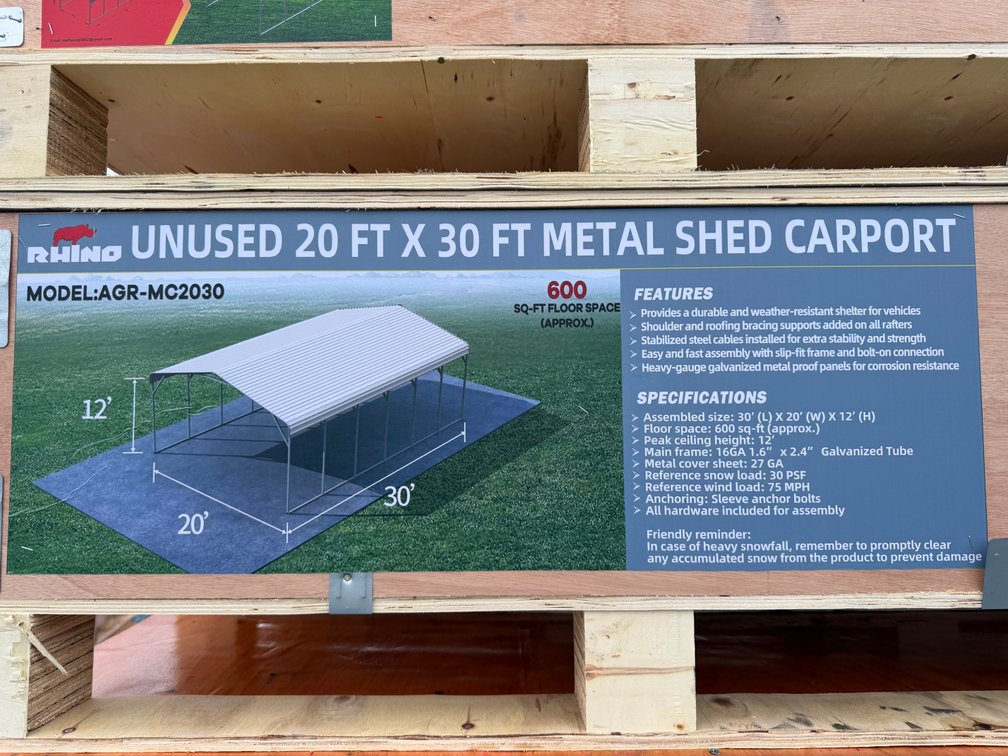 New Rhino 20' x 30' Steel Carport