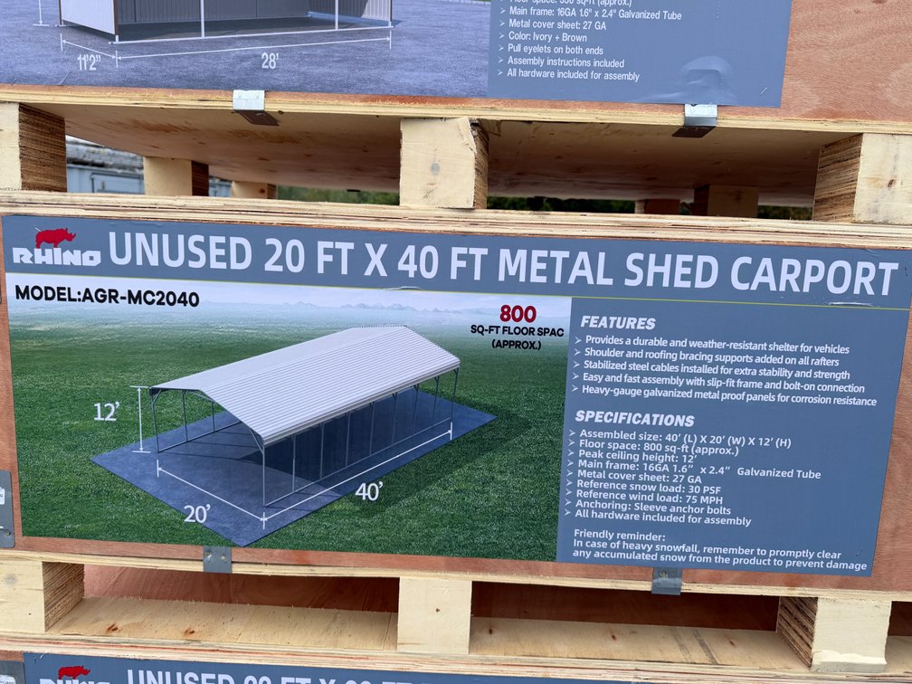 New Rhino 20' x 40' Metal Carport
