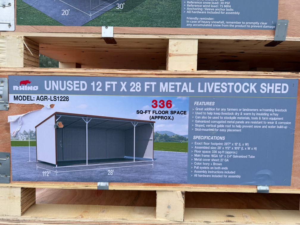 New Rhino 12' x 28' Metal Livestock Shed