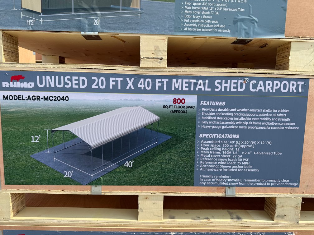 New Rhino 20' x 40' Metal Carport
