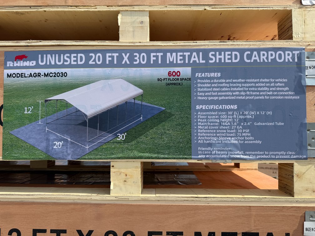 New Rhino 20' x 30' Steel Carport