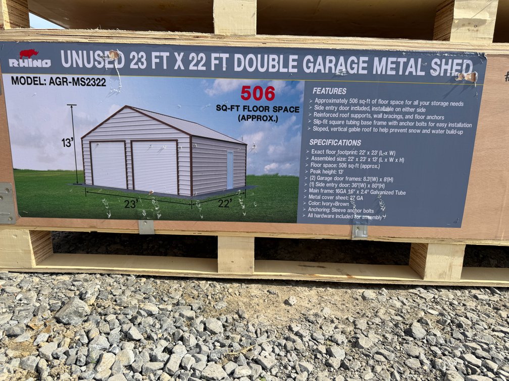New Rhino 23' x 22' Double Garage Metal Shed