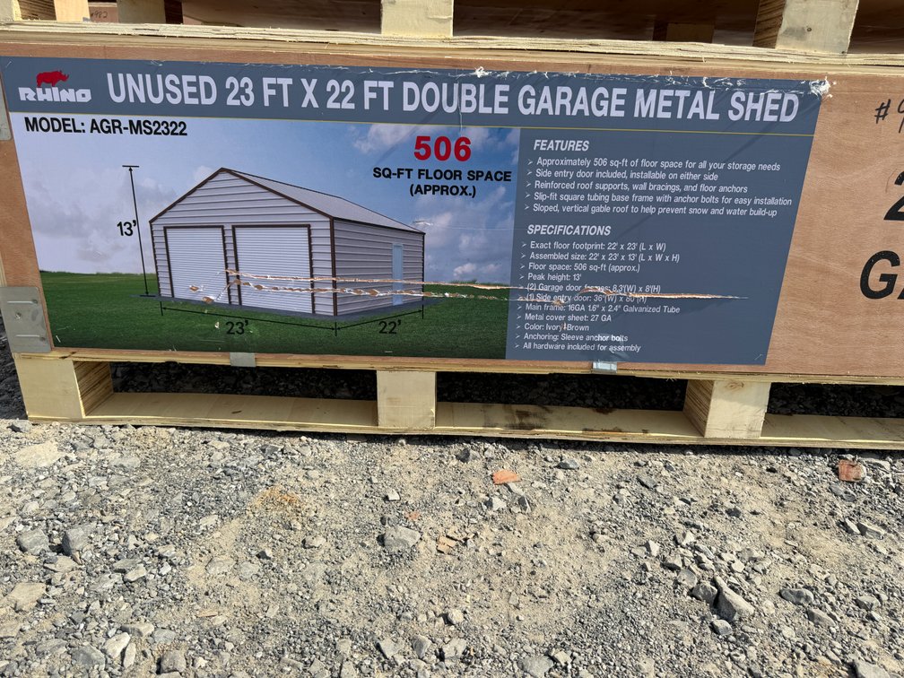 New Rhino 23' x 22' Double Garage Metal Shed