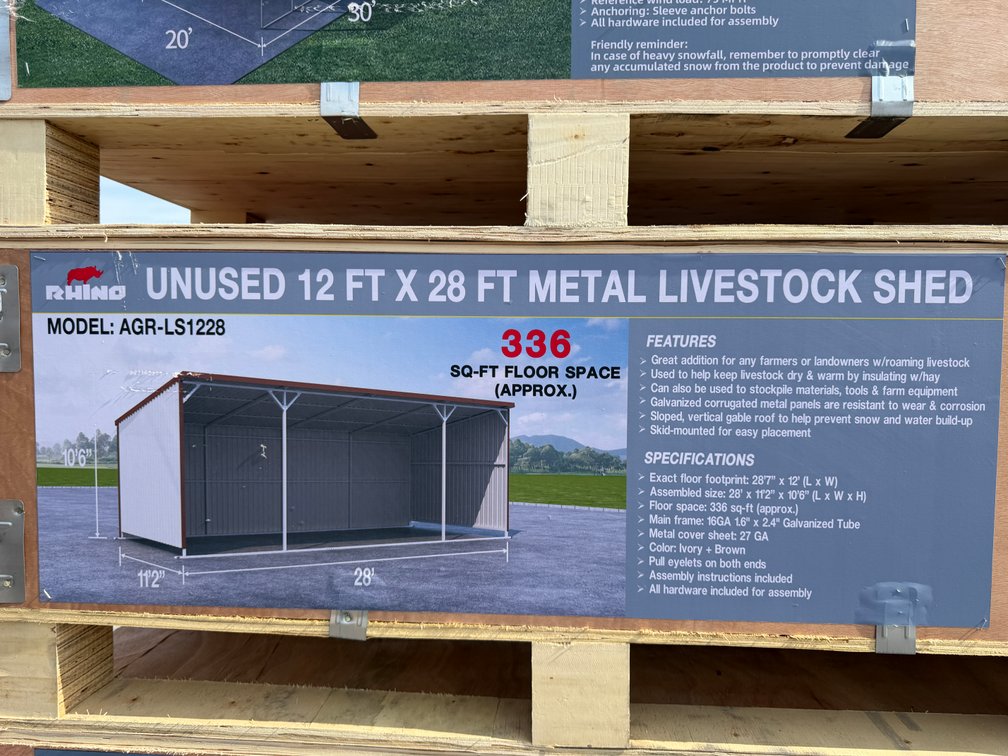 New Rhino 12' x 28' Metal Livestock Shed