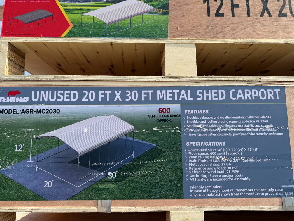 New Rhino 20' x 30' Steel Carport