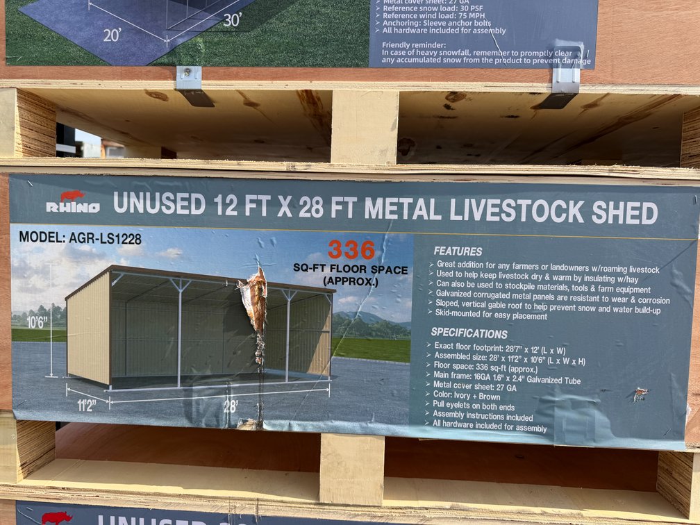 New Rhino 12' x 28' Metal Livestock Shed