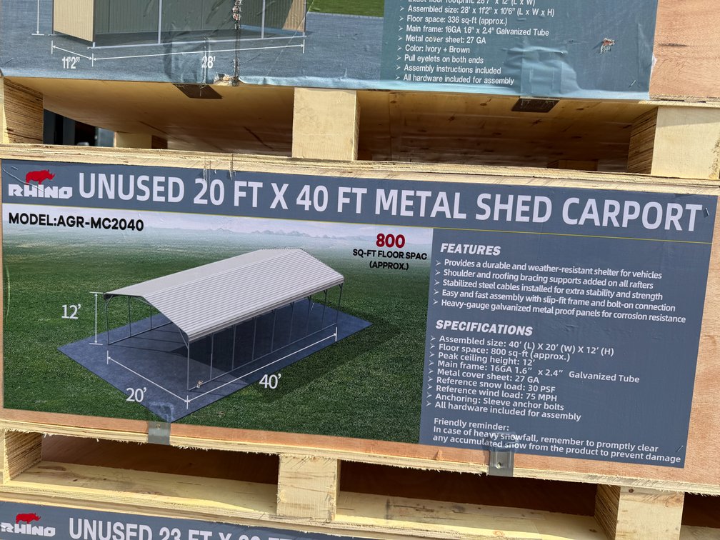 New Rhino 20' x 40' Metal Carport