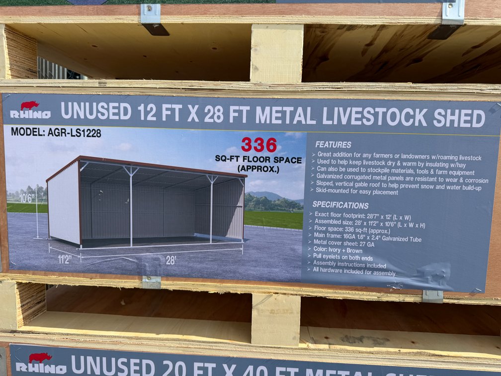 New Rhino 12' x 28' Metal Livestock Shed