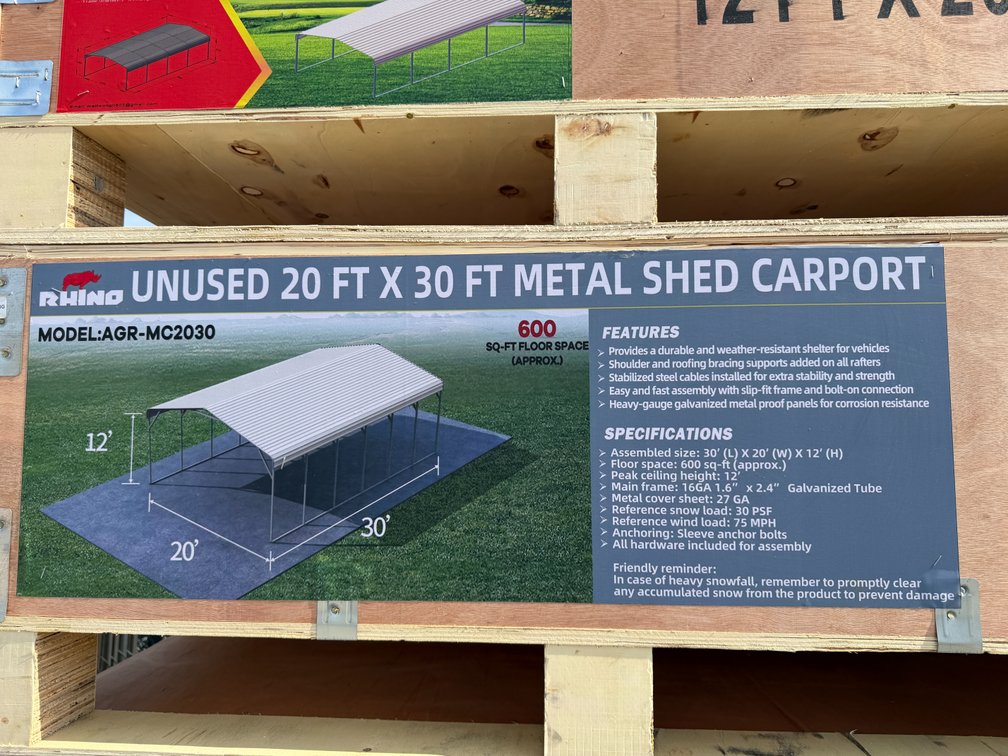 New Rhino 20' x 30' Steel Carport