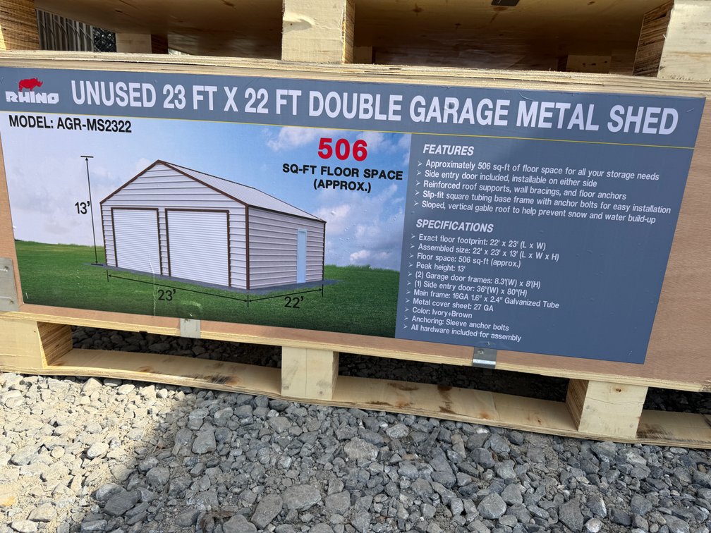 New Rhino 22' x 23' Double Garage Shed