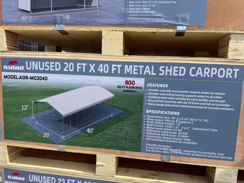 New Rhino 20' x 40' Metal Carport