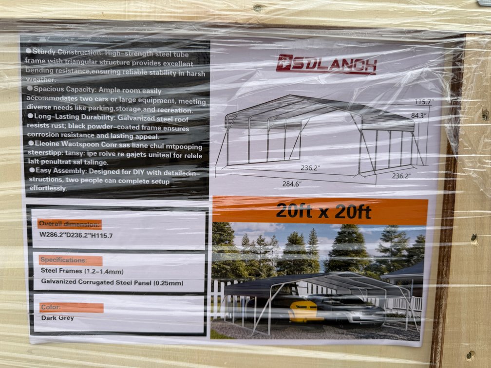 New SD LANCH 20' x 20' Carport