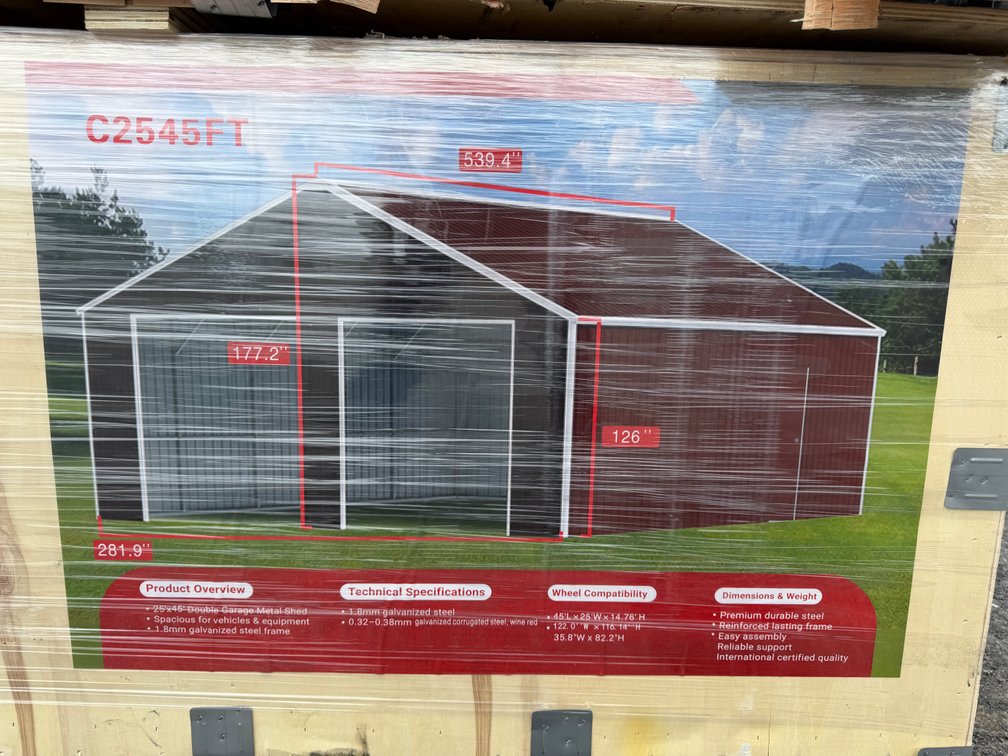 New SD LANCH 25' x 45' Double Garage Metal Shed