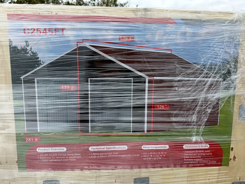 New SD LANCH 25' x 45' Double Garage Metal Shed