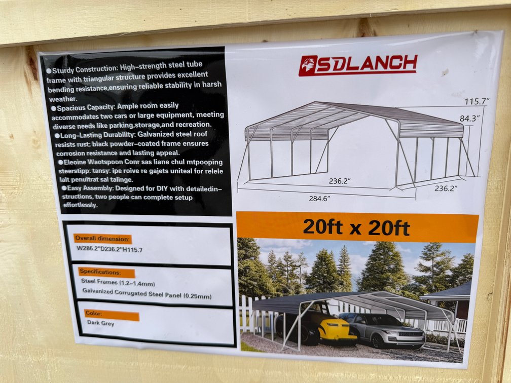 New SD LANCH 20' x 20' Stel Carport