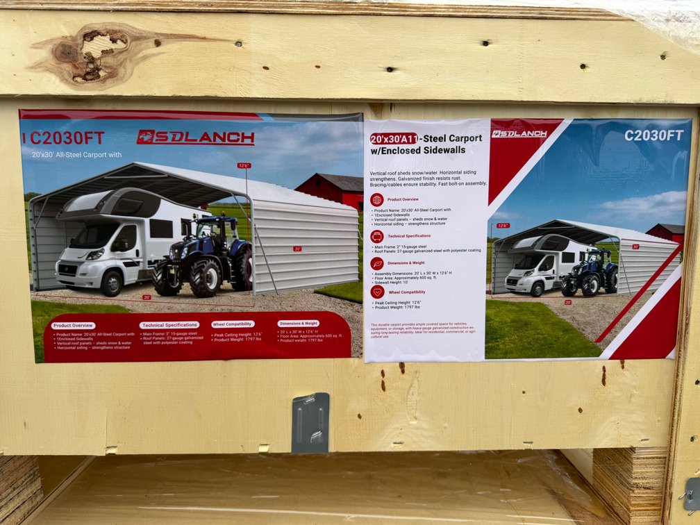 New SD LANCH 20' x 30' Steel Carport