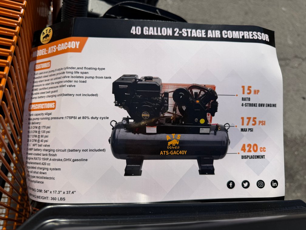 New ATS ATS-GAC40Y 40GAL Air Compressor