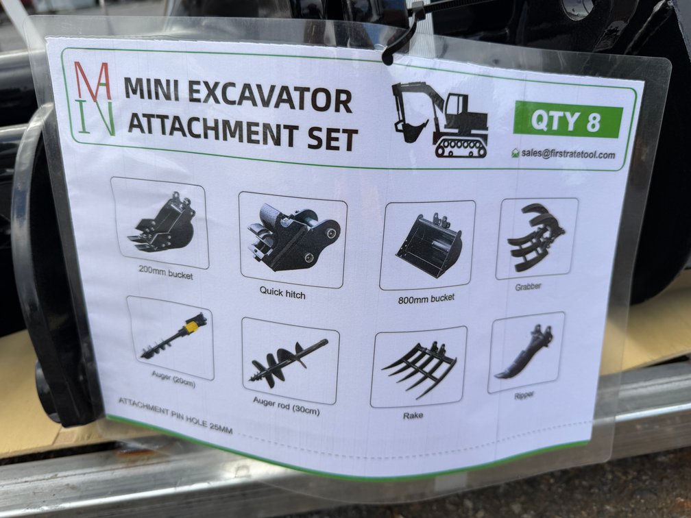 New GIYI Skid Lot of Mini Excavator Attachments