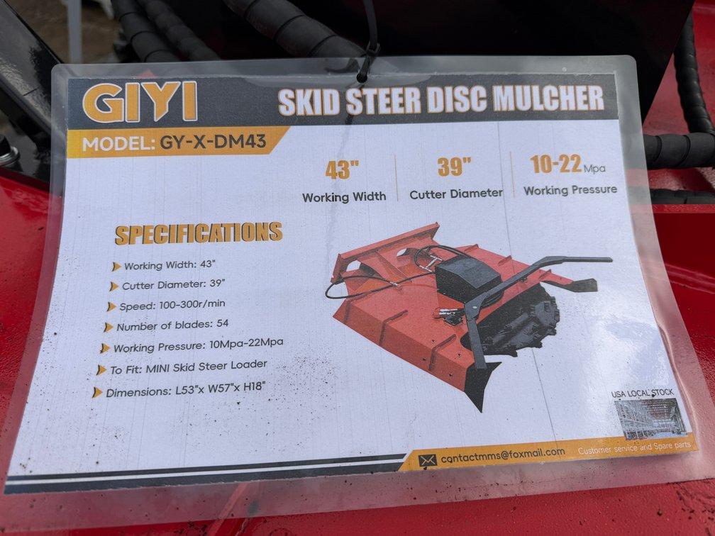 (3x) New GIYI Quick Attach 43" Disc Mulcher