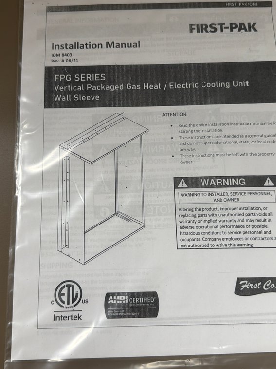 (7x Bid) First-Pak FPG Series Wall Sleeve