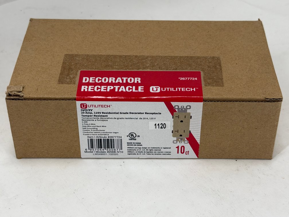(3x Bid) Utilitech 10 Ct 20A Receptacles