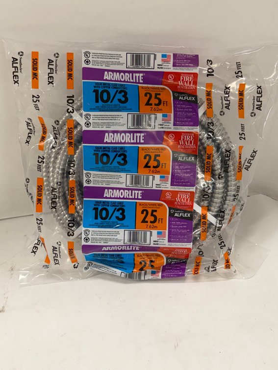 (2x Bid) Armorlite 25' 10/3 Metal Clad Cable