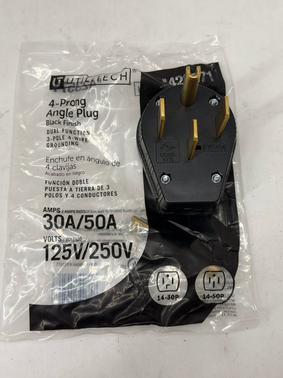 (8x Bid) Utilitech 30A/50A 4-Prong Angle Plug