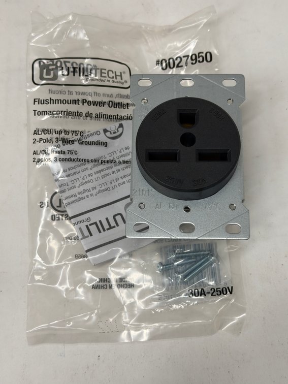 (24x Bid) Utilitech 30A 2 Pole Power Outlet