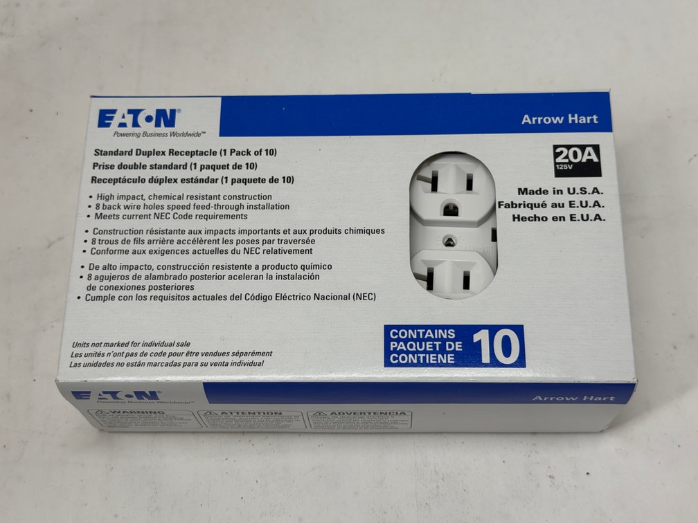 (5x Bid) Eaton 10 Pk 20A Duplex Receptacle