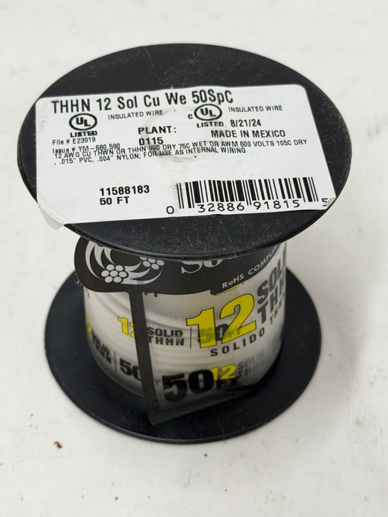(6x Bid) Southwire 50' 12 Solid THHN Wire
