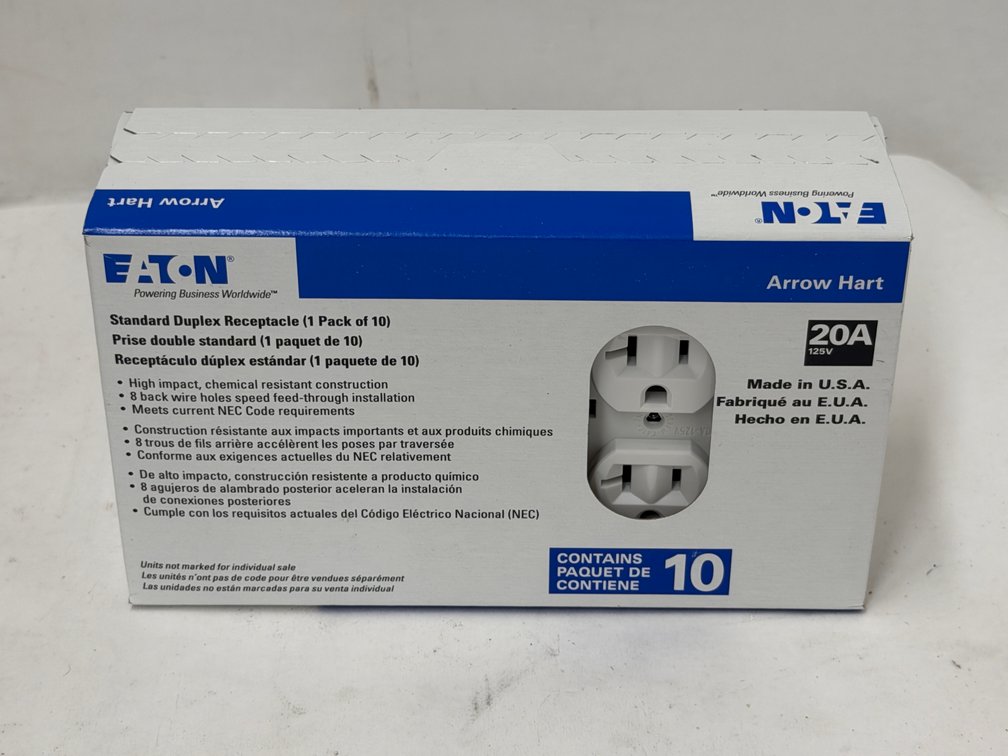 (5x Bid) Eaton 10 Pk 20A Duplex Receptacle