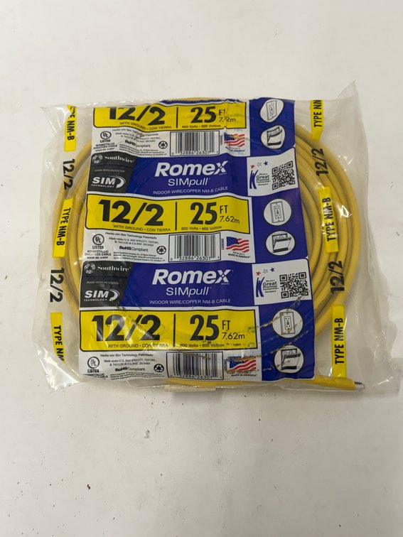 (2x Bid) Romex 25' 12/2 Wire