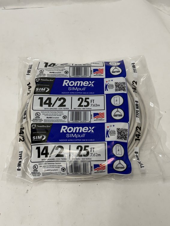 (8x Bid) Romex 25' 14/2 Wire