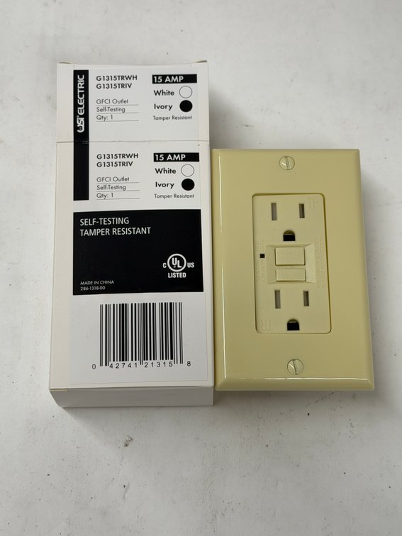 (10x Bid) USI 15A GFCI Outlet w/Wallplate