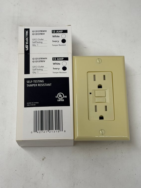 (10x Bid) USI 15A GFCI Outlet w/Wallplate