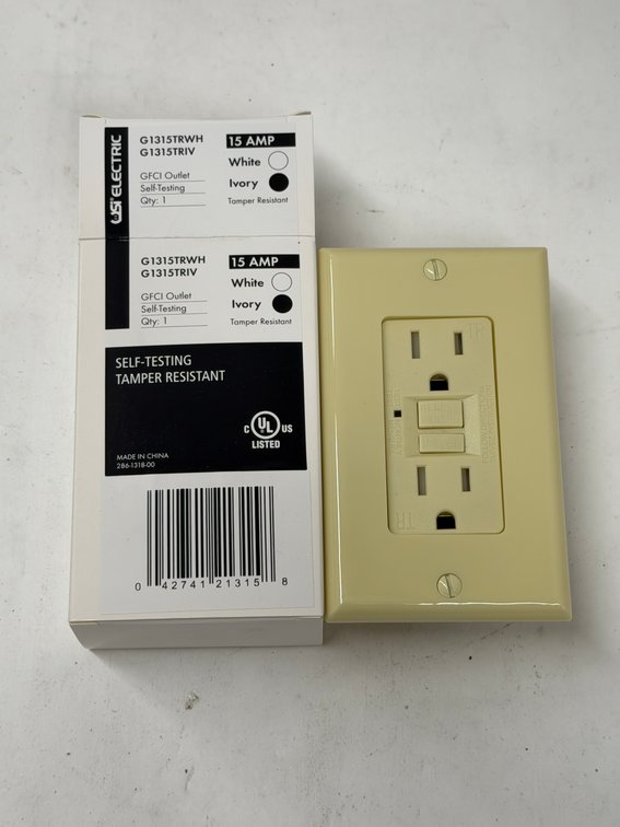 (20x Bid) USI 15A GFCI Outlet w/Wallplate