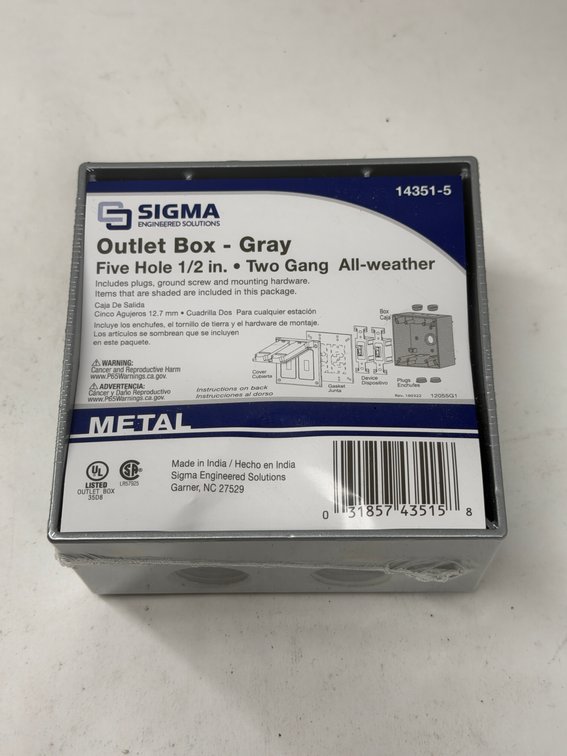 (18x Bid) Sigma Metal Two Gang Outlet Box