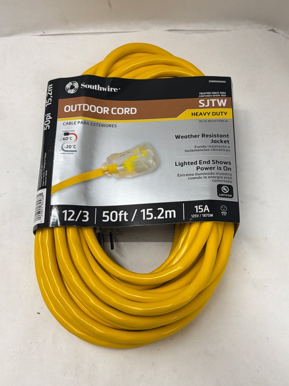 (6x Bid) Southwire 50' 12/3 15A Outdoor Cord